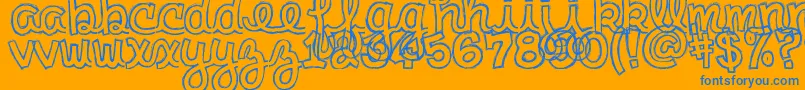 clementine sketch-Schriftart – Blaue Schriften auf orangefarbenem Hintergrund