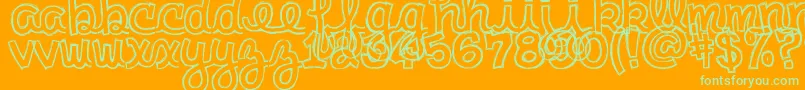 clementine sketch-Schriftart – Grüne Schriften auf orangefarbenem Hintergrund