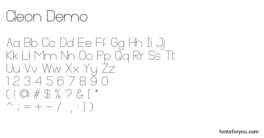 Fuente Cleon Demo - alfabeto, números, caracteres especiales