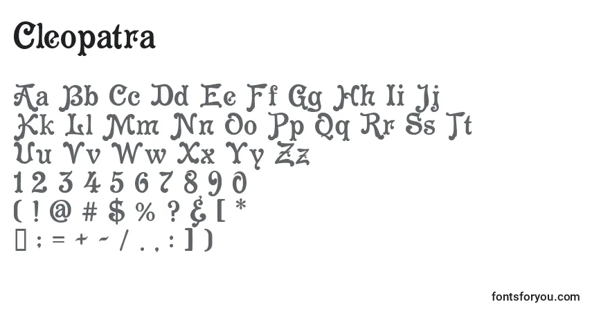 Schriftart Cleopatra (123599) – Alphabet, Zahlen, spezielle Symbole