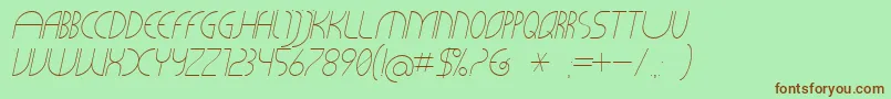 フォントCLiCHE 21 Italic – 緑の背景に茶色のフォント