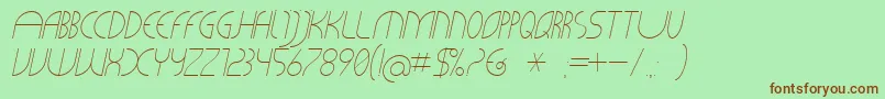 Fonte CLiCHE 21 Italic – fontes marrons em um fundo verde