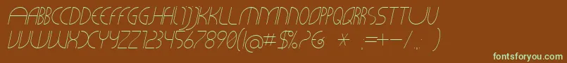 CLiCHE 21 Italic-Schriftart – Grüne Schriften auf braunem Hintergrund