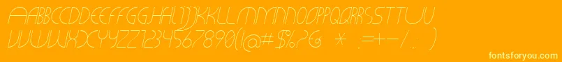 CLiCHE 21 Italic-Schriftart – Gelbe Schriften auf orangefarbenem Hintergrund