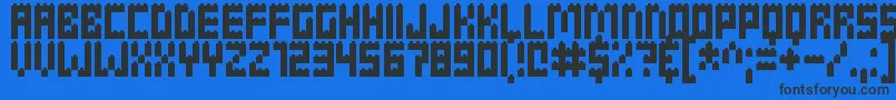 Clicky Bricks Font – Black Fonts on Blue Background