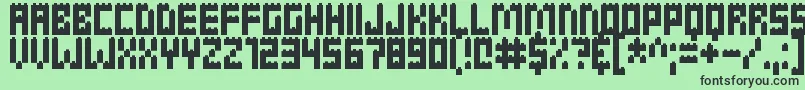 Clicky Bricks-fontti – mustat fontit vihreällä taustalla