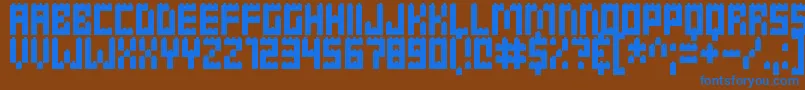 フォントClicky Bricks – 茶色の背景に青い文字
