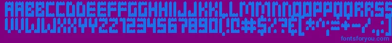 Clicky Bricks Font – Blue Fonts on Purple Background