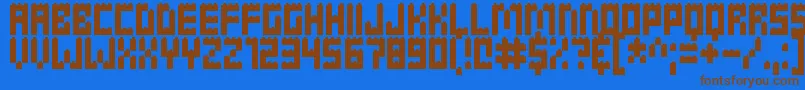 フォントClicky Bricks – 茶色の文字が青い背景にあります。