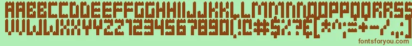 Clicky Bricks Font – Brown Fonts on Green Background