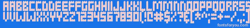 Clicky Bricks Font – Pink Fonts on Blue Background