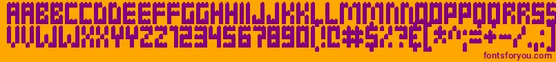 Clicky Bricks Font – Purple Fonts on Orange Background
