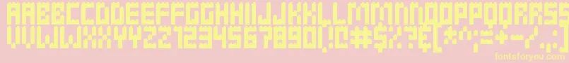 Clicky Bricks-Schriftart – Gelbe Schriften auf rosa Hintergrund