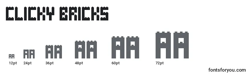 Größen der Schriftart Clicky Bricks