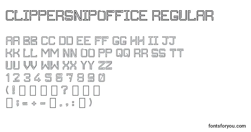 Fuente ClippersnipOffice Regular - alfabeto, números, caracteres especiales