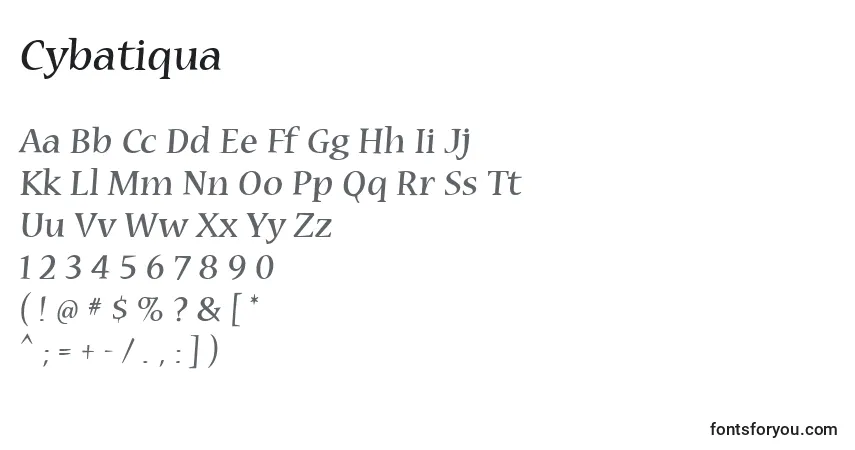 Czcionka Cybatiqua – alfabet, cyfry, specjalne znaki