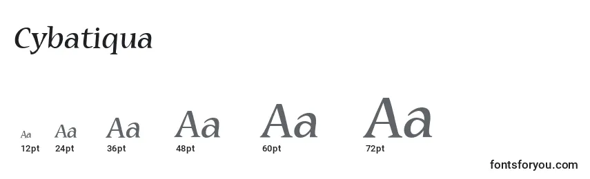 Размеры шрифта Cybatiqua