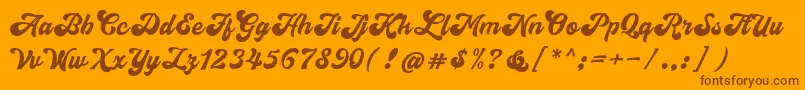 close-Schriftart – Braune Schriften auf orangefarbenem Hintergrund