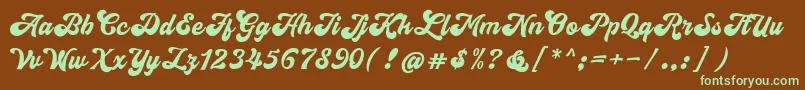 close Font – Green Fonts on Brown Background