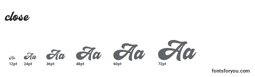 Close Font Sizes