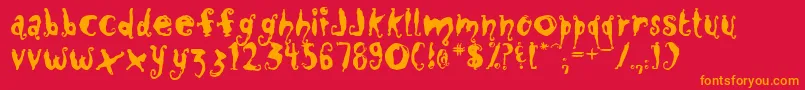 CLOSM   -Schriftart – Orangefarbene Schriften auf rotem Hintergrund
