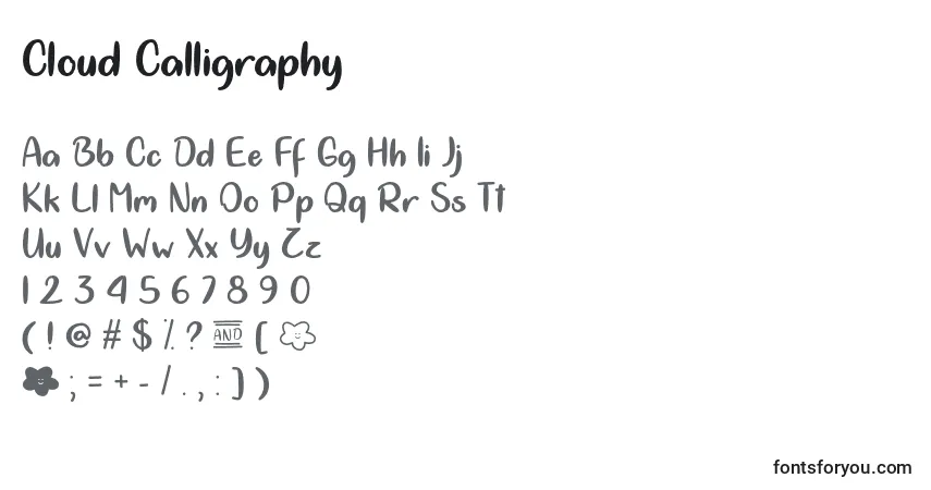 A fonte Cloud Calligraphy   – alfabeto, números, caracteres especiais