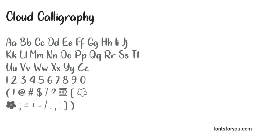 Fuente Cloud Calligraphy   (123619) - alfabeto, números, caracteres especiales