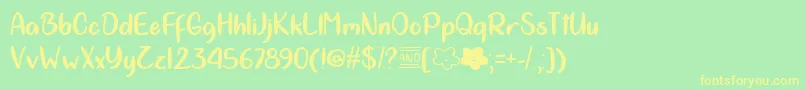 Cloud Calligraphy   Font – Yellow Fonts on Green Background