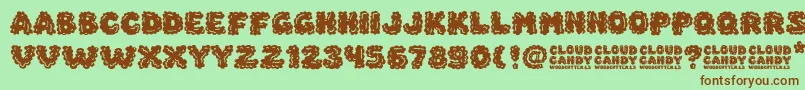 Cloud Candy Font – Brown Fonts on Green Background