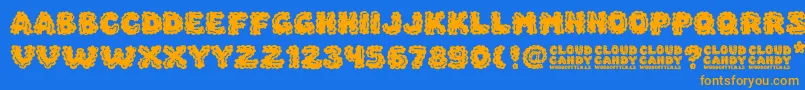 Cloud Candy Font – Orange Fonts on Blue Background