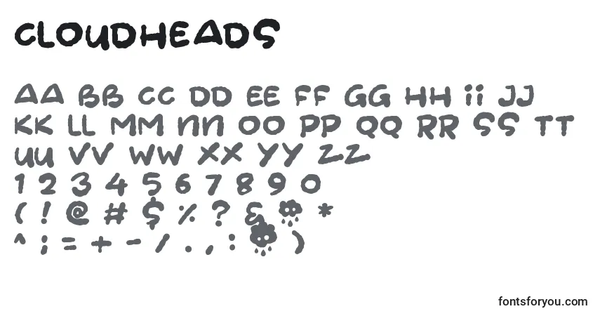 A fonte Cloudheads (123621) – alfabeto, números, caracteres especiais