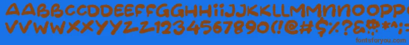 フォントCloudheads – 茶色の文字が青い背景にあります。