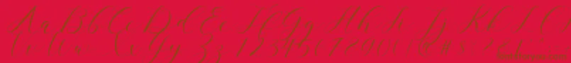 clover-Schriftart – Braune Schriften auf rotem Hintergrund
