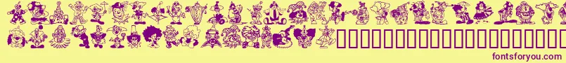 CLOWNERS Font – Purple Fonts on Yellow Background