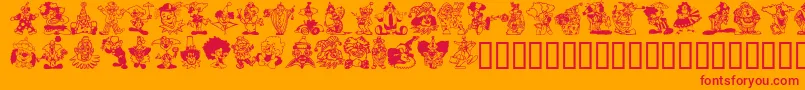 フォントCLOWNERS – オレンジの背景に赤い文字