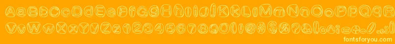 ClownShoes-Schriftart – Gelbe Schriften auf orangefarbenem Hintergrund