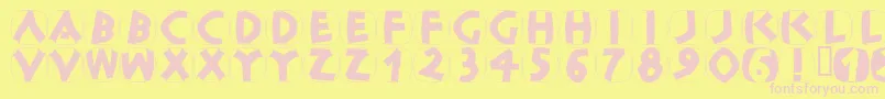 ClassicapsShields-fontti – vaaleanpunaiset fontit keltaisella taustalla