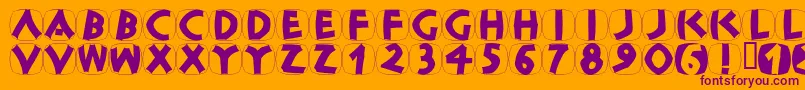 ClassicapsShields-Schriftart – Violette Schriften auf orangefarbenem Hintergrund