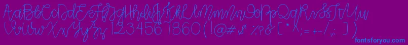 CLRPollyPlummer-Schriftart – Blaue Schriften auf violettem Hintergrund