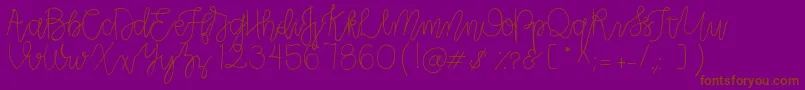 CLRPollyPlummer-Schriftart – Braune Schriften auf violettem Hintergrund