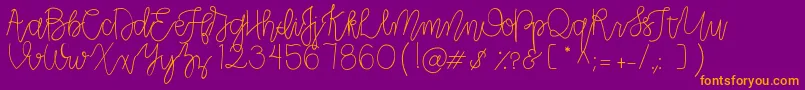 CLRPollyPlummer-Schriftart – Orangefarbene Schriften auf violettem Hintergrund