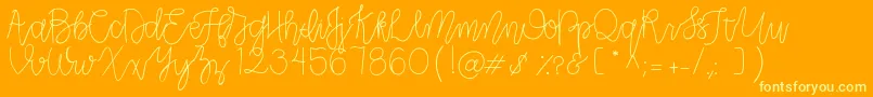 CLRPollyPlummer-Schriftart – Gelbe Schriften auf orangefarbenem Hintergrund