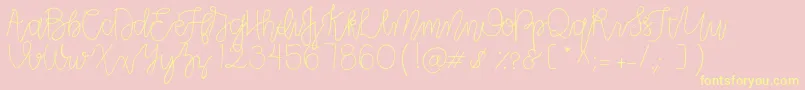 CLRPollyPlummer-Schriftart – Gelbe Schriften auf rosa Hintergrund