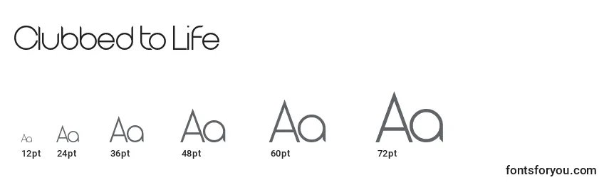Clubbed to Life Font Sizes