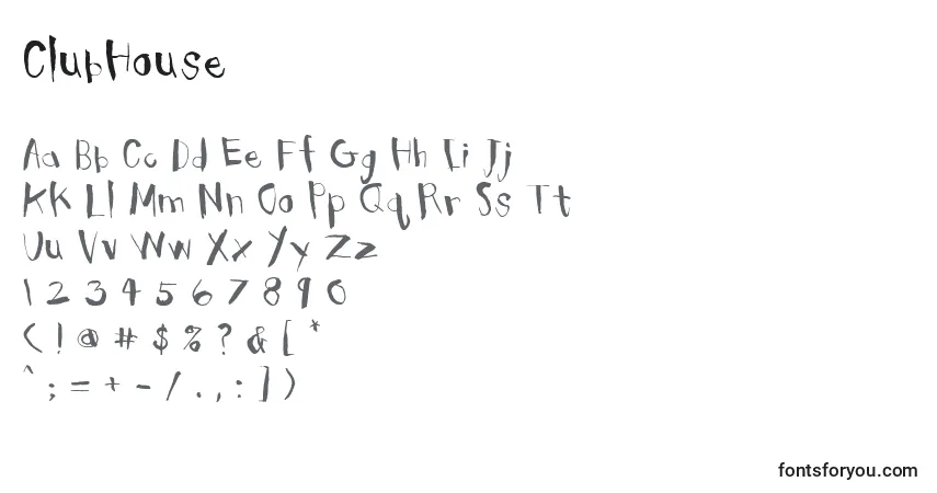 A fonte ClubHouse (123634) – alfabeto, números, caracteres especiais