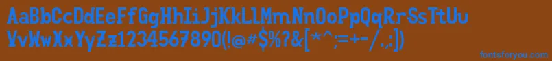 clutsy Font – Blue Fonts on Brown Background