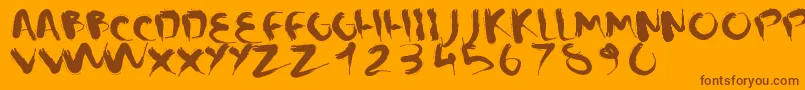 CMSquish-Schriftart – Braune Schriften auf orangefarbenem Hintergrund