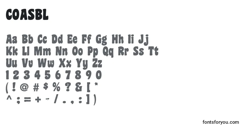 A fonte COASBL   (123640) – alfabeto, números, caracteres especiais