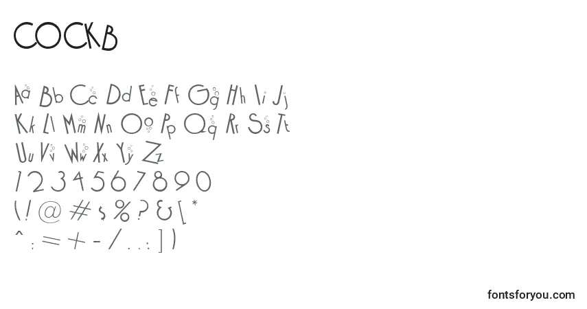 A fonte COCKB    (123646) – alfabeto, números, caracteres especiais