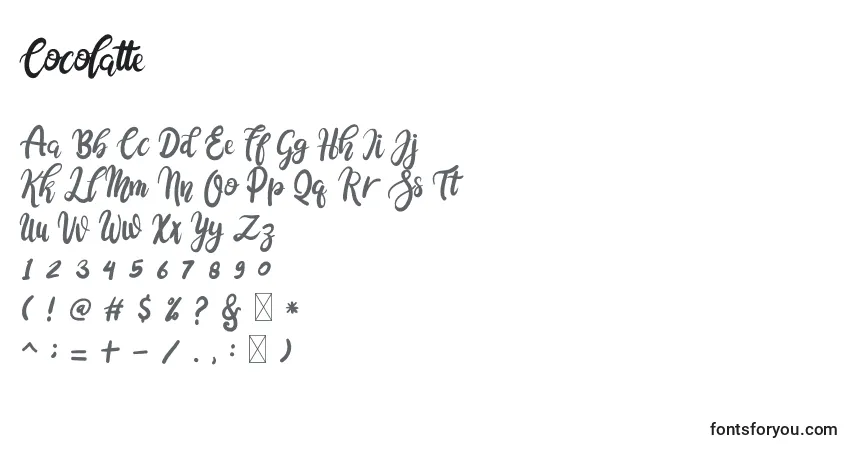 Cocolatte-fontti – aakkoset, numerot, erikoismerkit